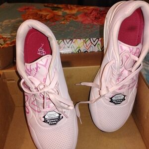 Skechers Composite Toe Light Pink Lace-Up Women's Memory Foam Sneakers